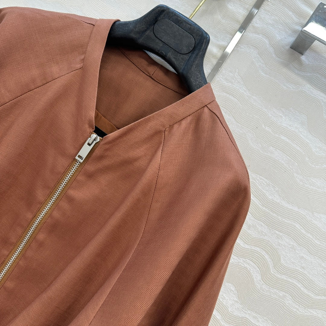 LP 25 V-neck Jacket Brown Tencel Linen 295400