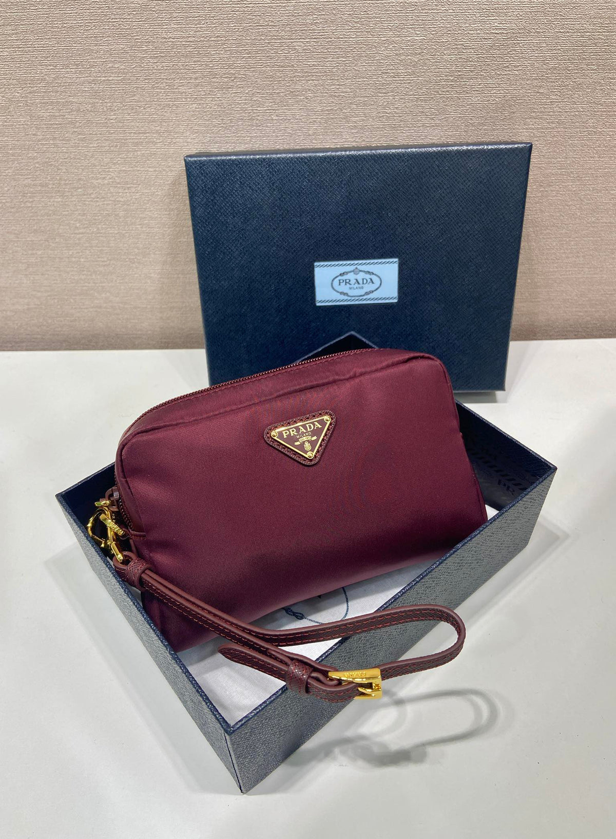 PRA clutch large 17 burgundy nylon fabric