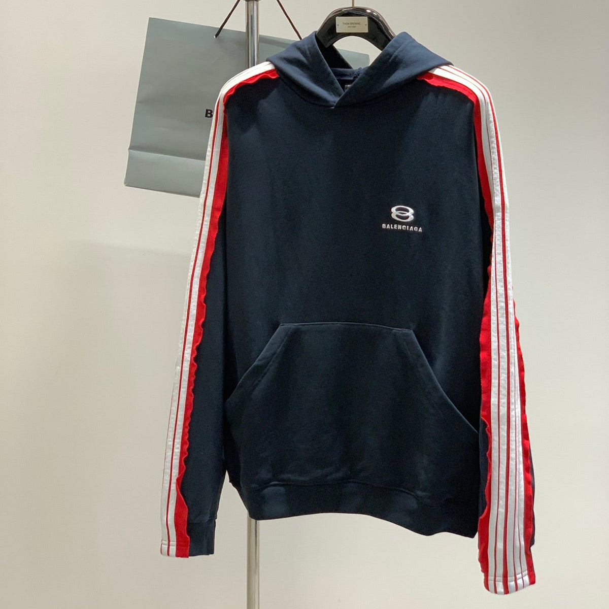 Balenciaga 25 Hoodie Navy Mix Red Cotton 0048