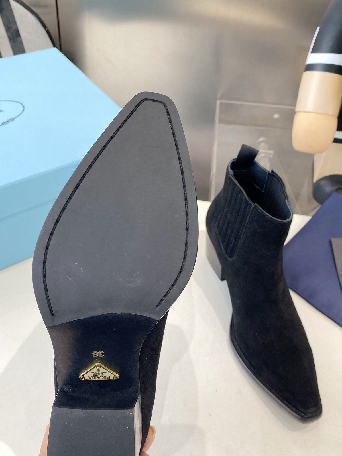 PRA classic pointed-toe boots black suede
