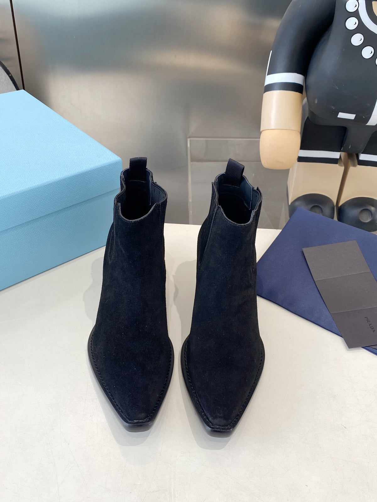 PRA classic pointed-toe boots black suede