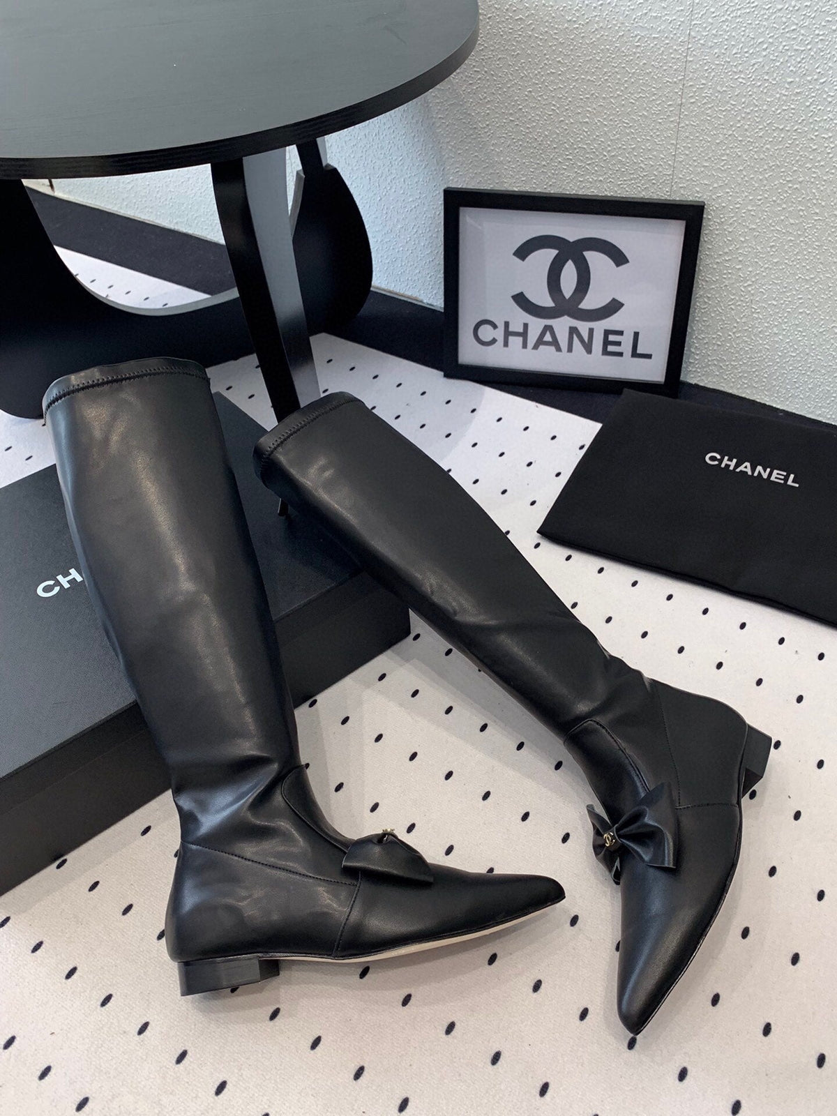 CC 25 Bow-knot Boot Black Sheepskin 514066