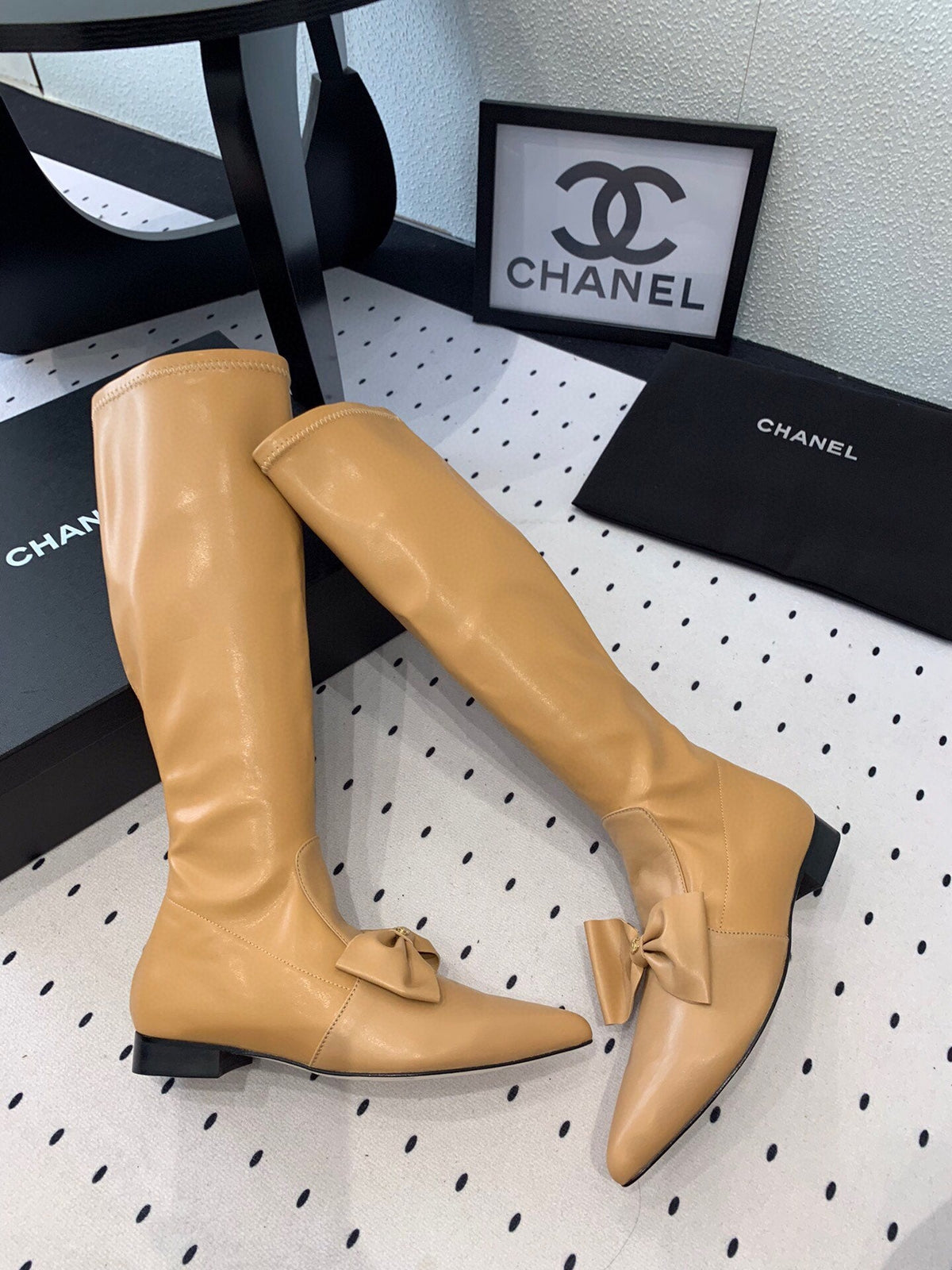 CC 25 Bow-knot Boot Camel Sheepskin 514067