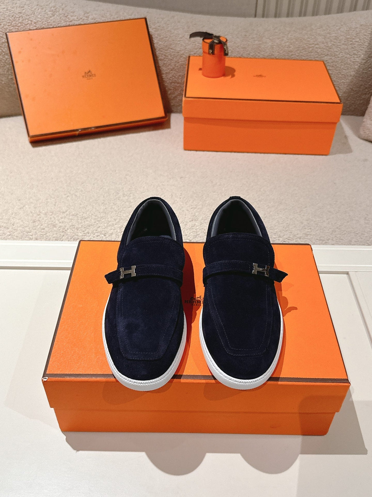 HM 25ss Loafers Navy Blue Suede 577162