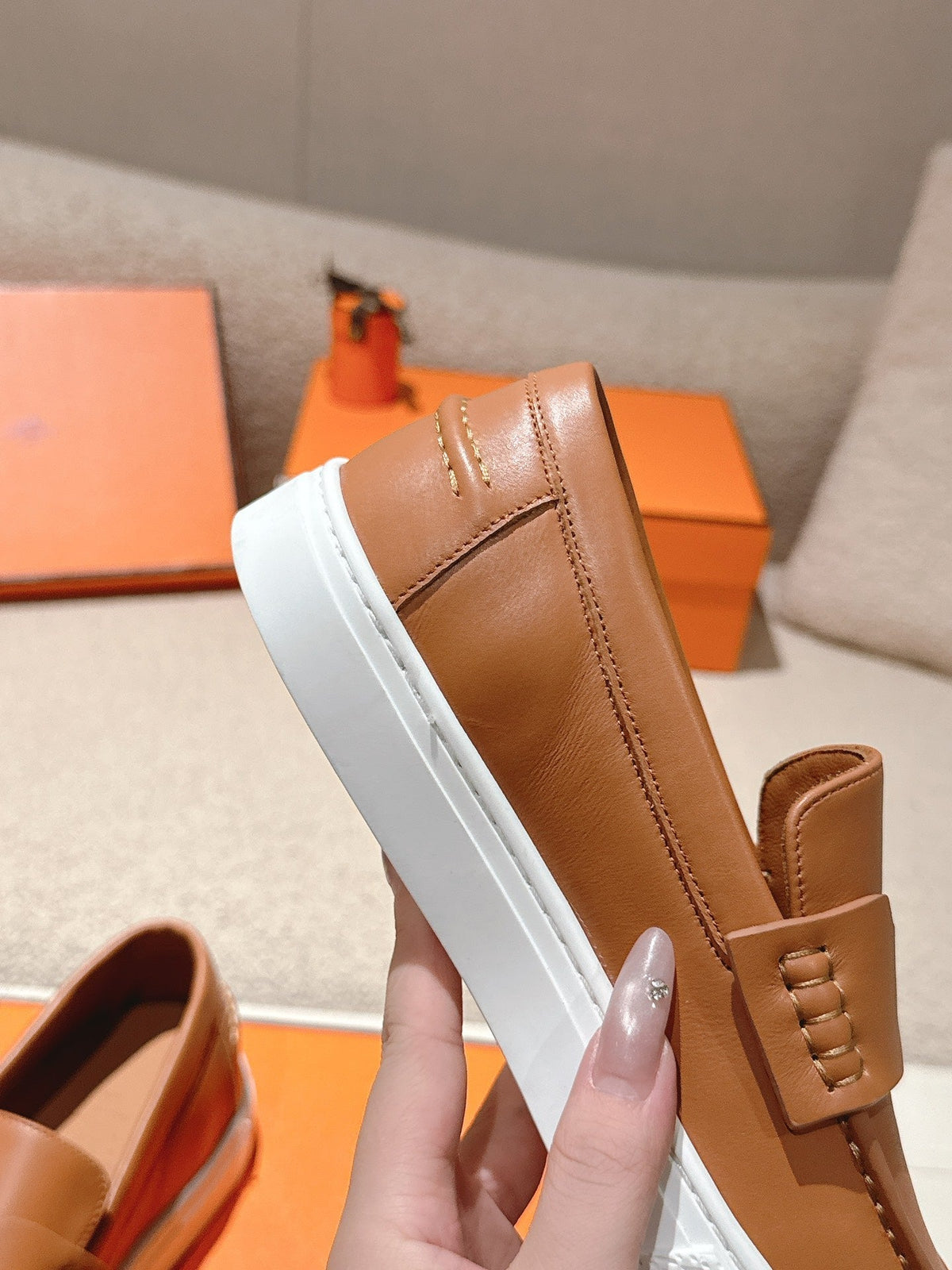 HM 25ss Platform Loafers Camel Brown Sheepskin 577173