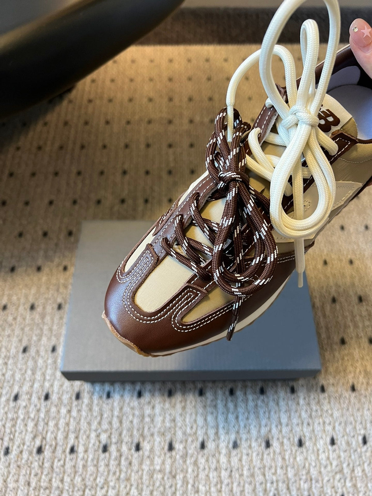 MiuMiu sneakers brown white sheepskin 522053
