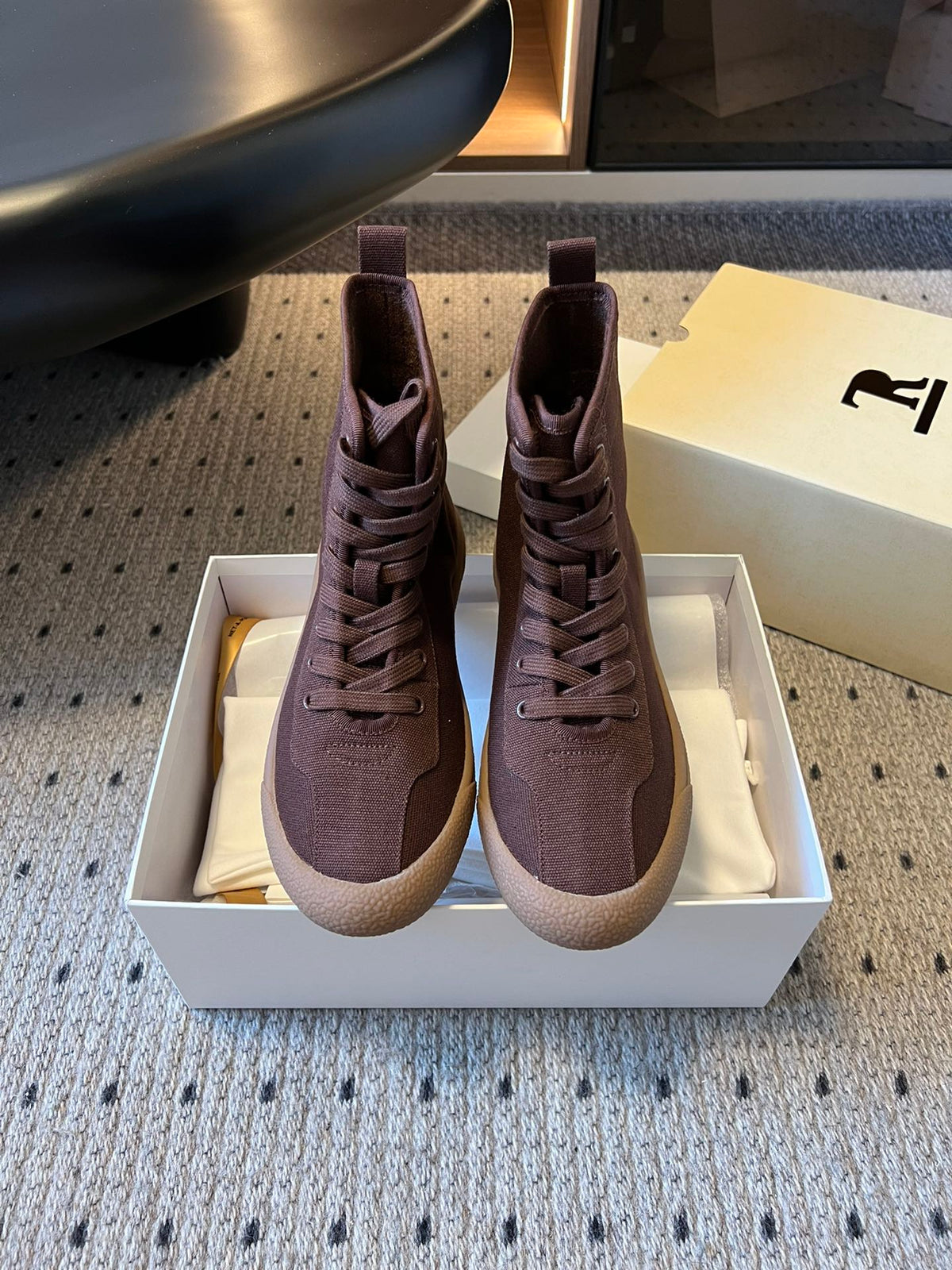 The Row 2025 High Sneaker Brown Canvas 561615
