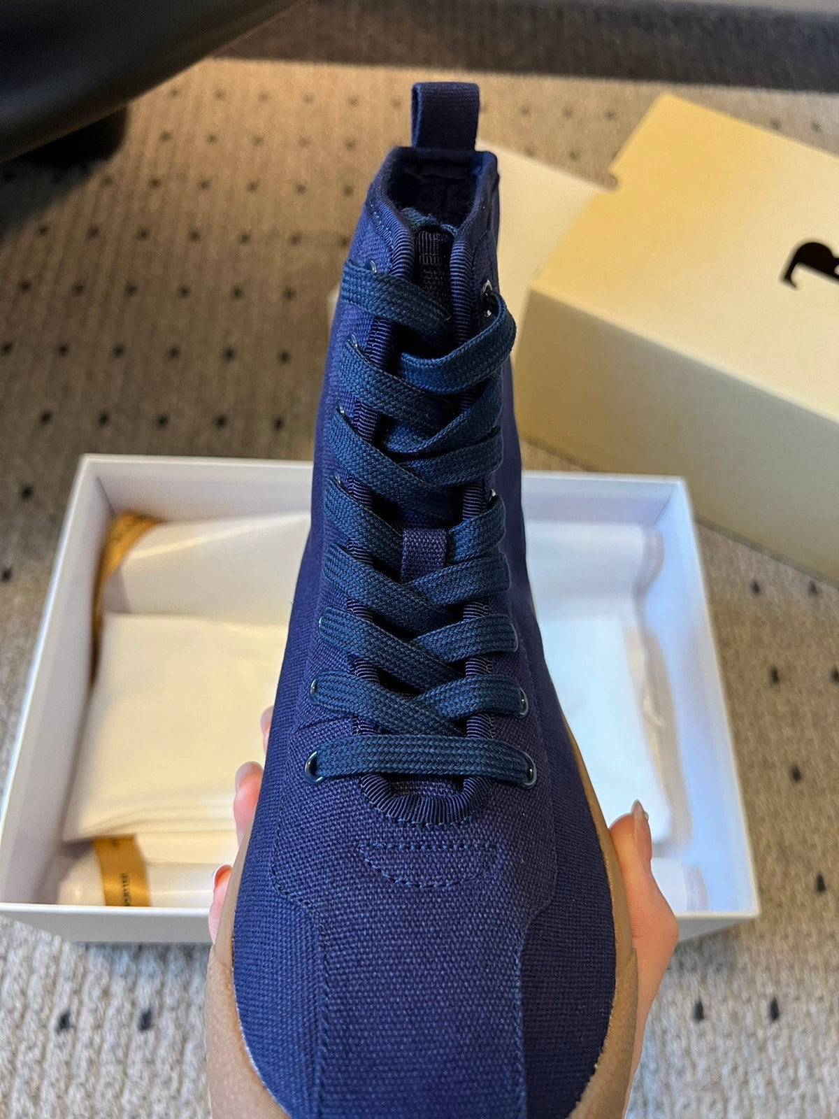 The Row 2025 High Sneaker Blue Canvas 561614