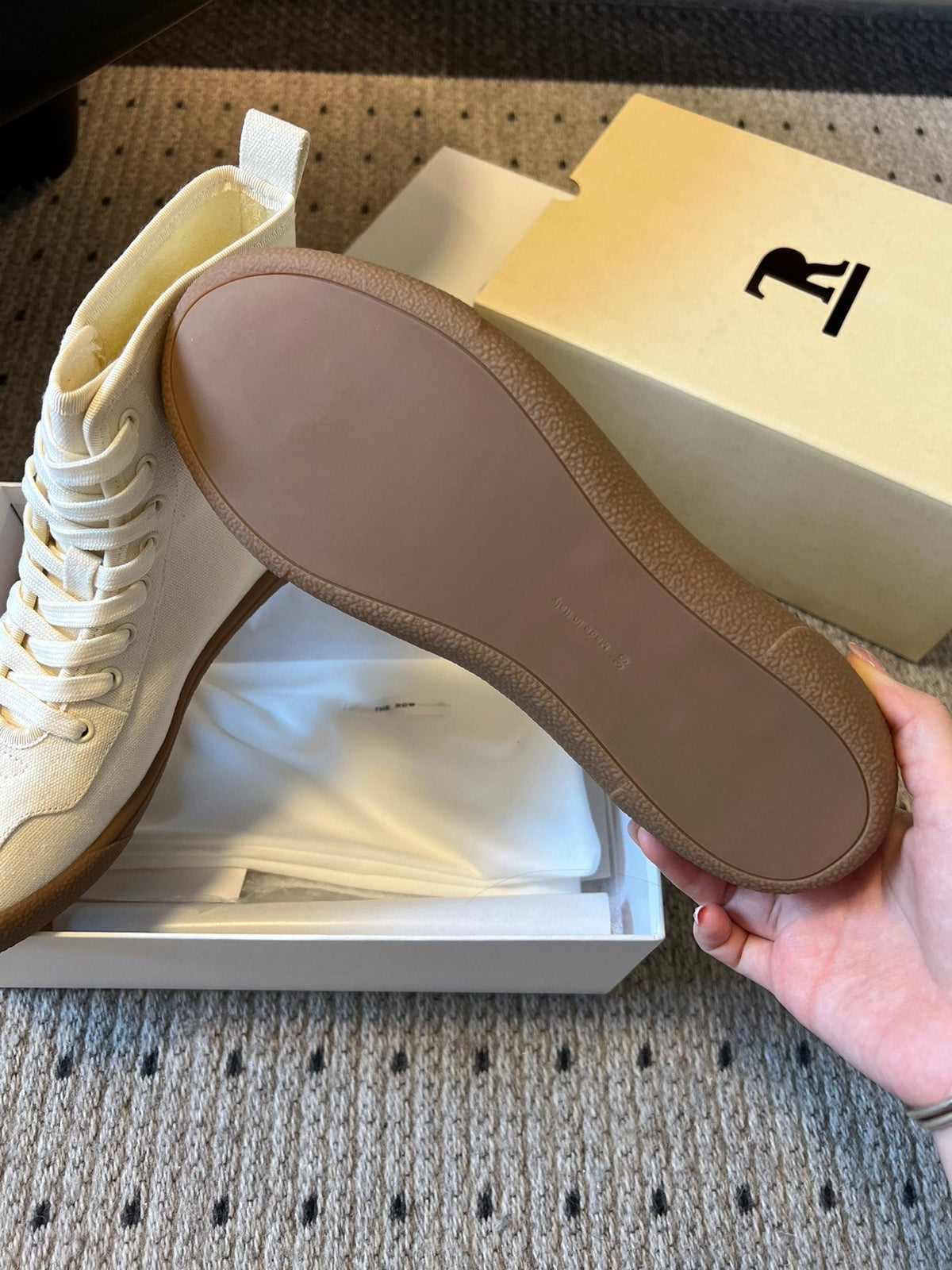 The Row 2025 High Sneaker White Canvas 561616