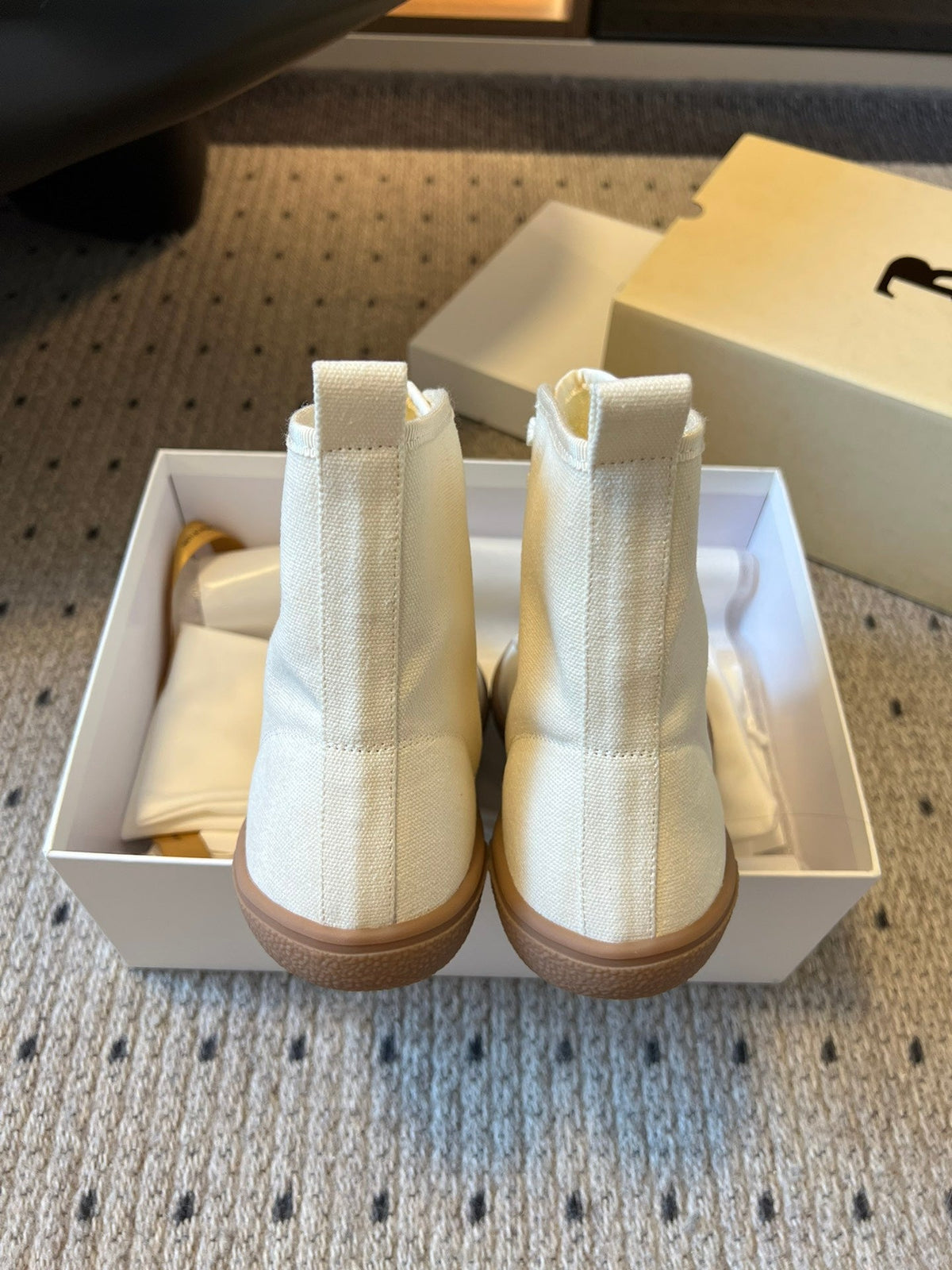 The Row 2025 High Sneaker White Canvas 561616