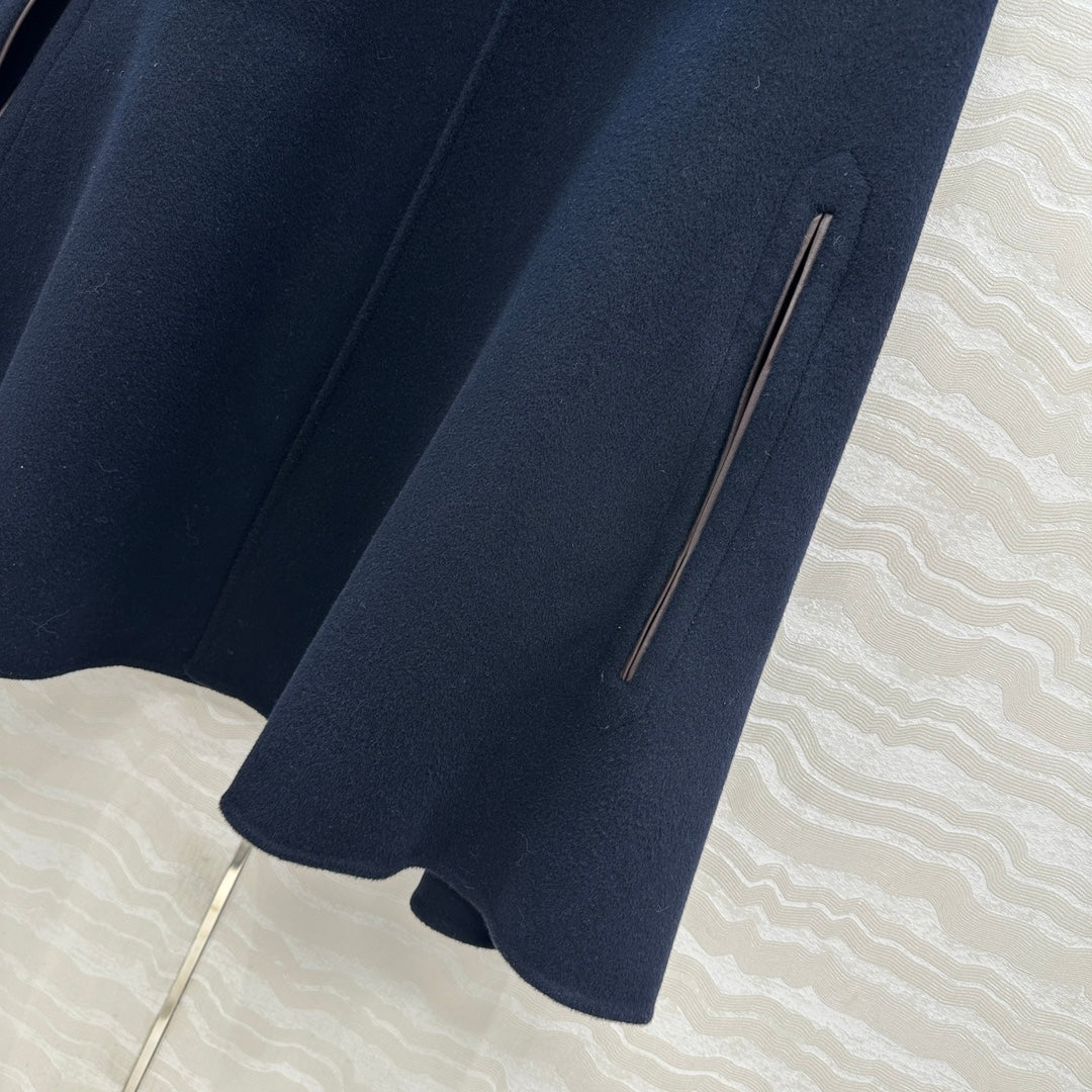 LP 25 Gilda Cape Navy Blue Cashmere Wool 314026