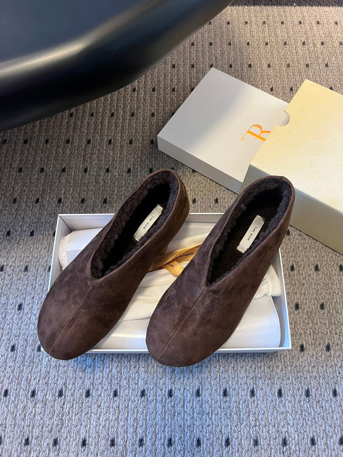 The Row 2025 Stella slip-on Shoe Brown Suede Wool 561642
