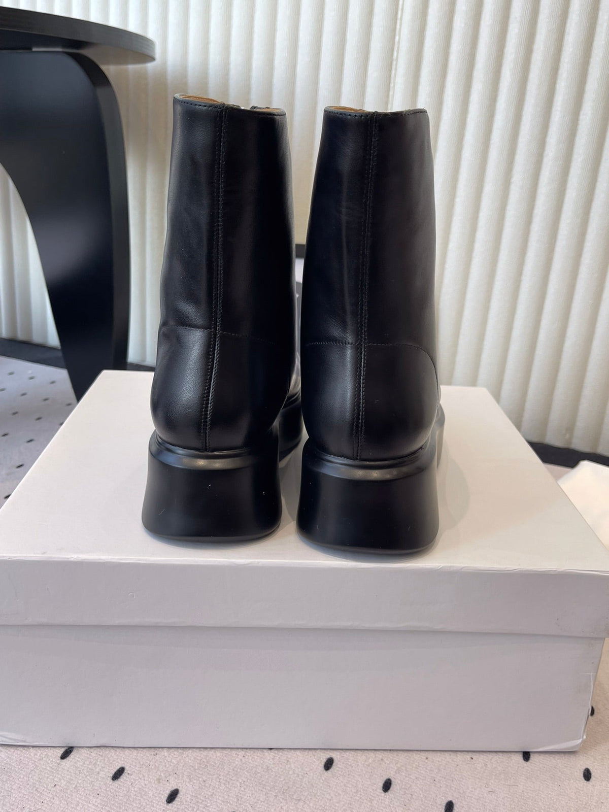 The Row 2025 Zipped Ankle Boot Black Cowhide 554602