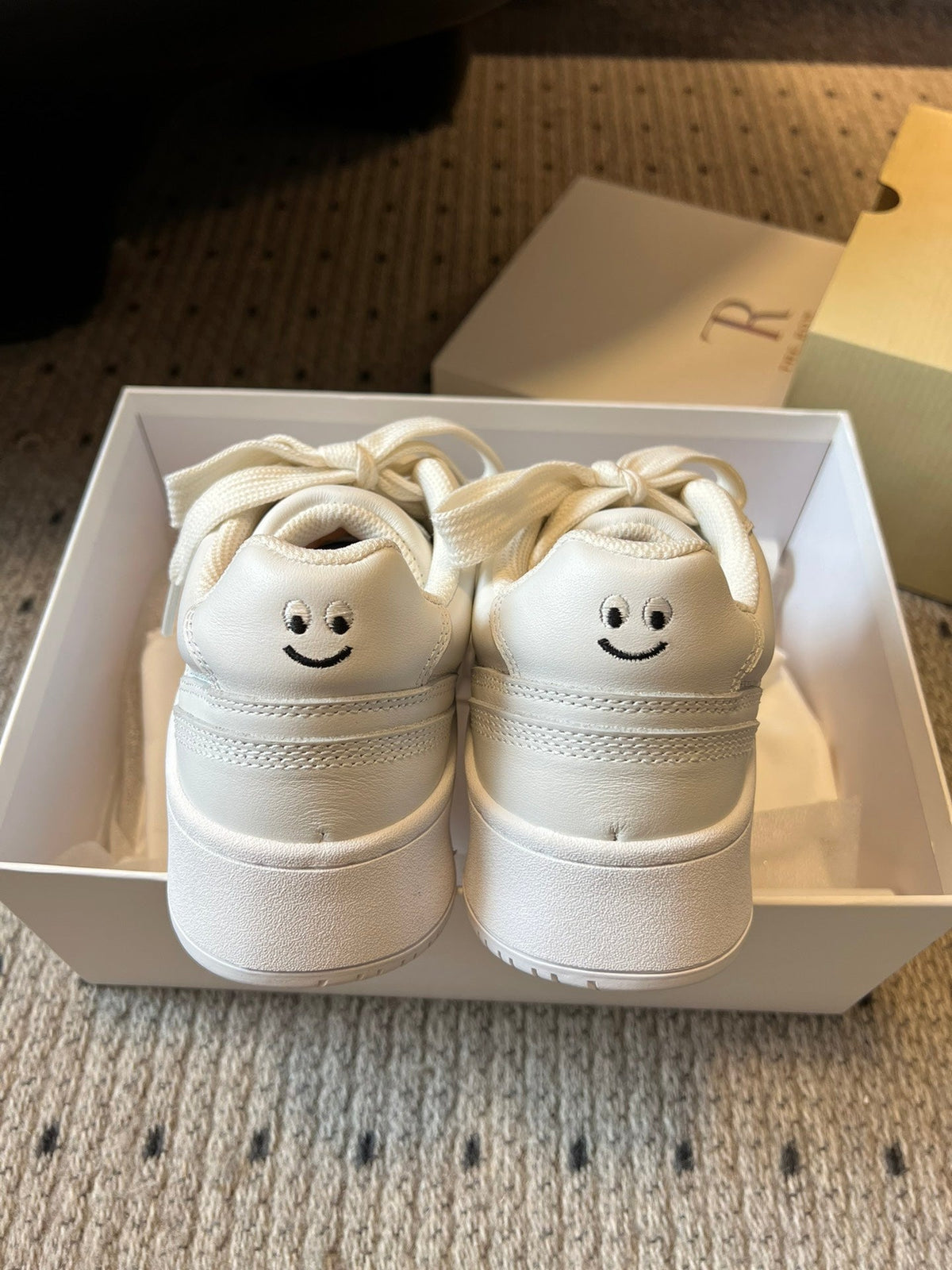 The Row 2025 Smiley Face Sneaker White Cowhide 561652