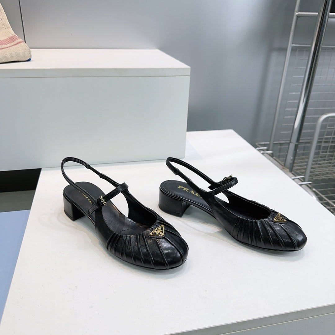 PRA 26S Slingback Flats Black Sheepskin 628700
