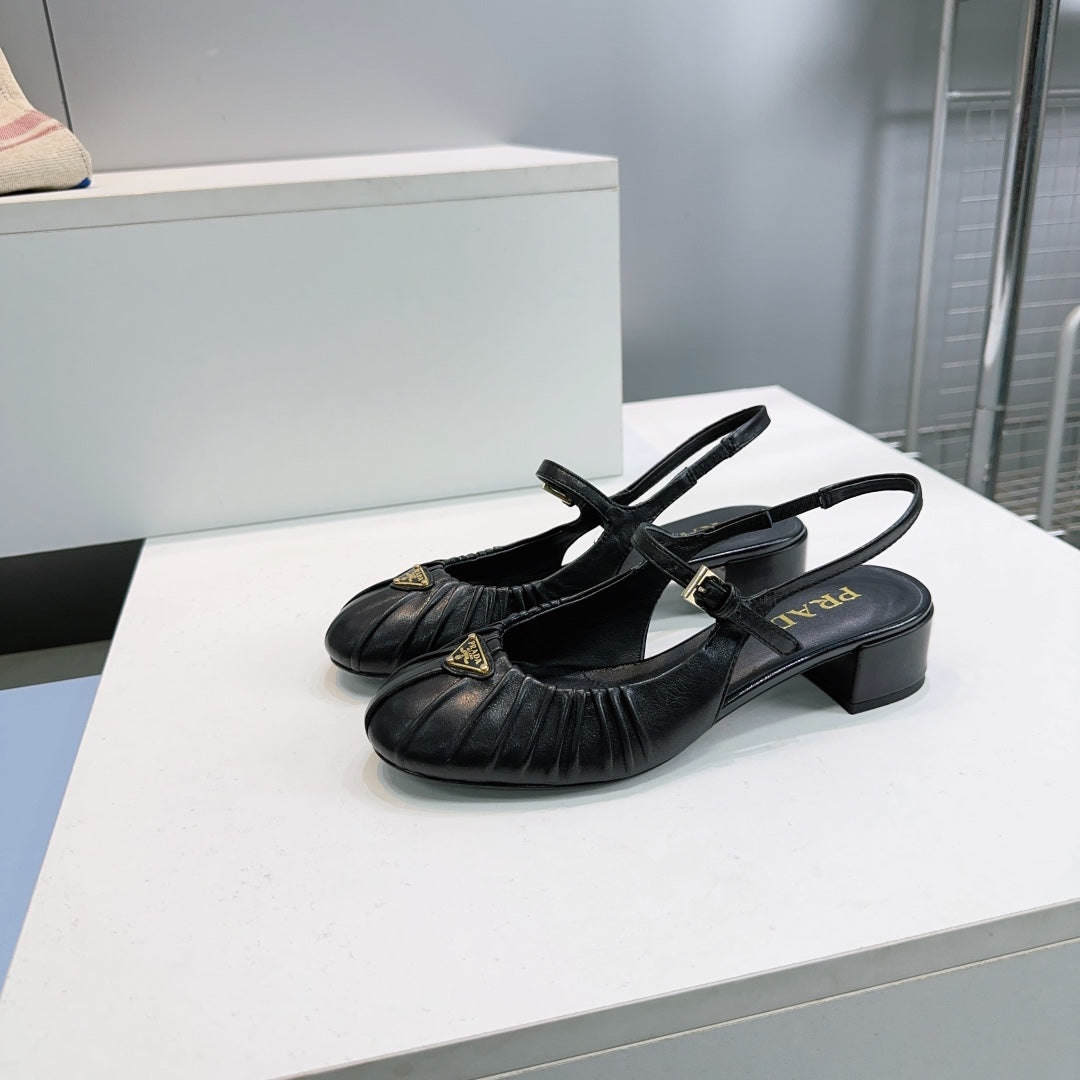 PRA 26S Slingback Flats Black Sheepskin 628700