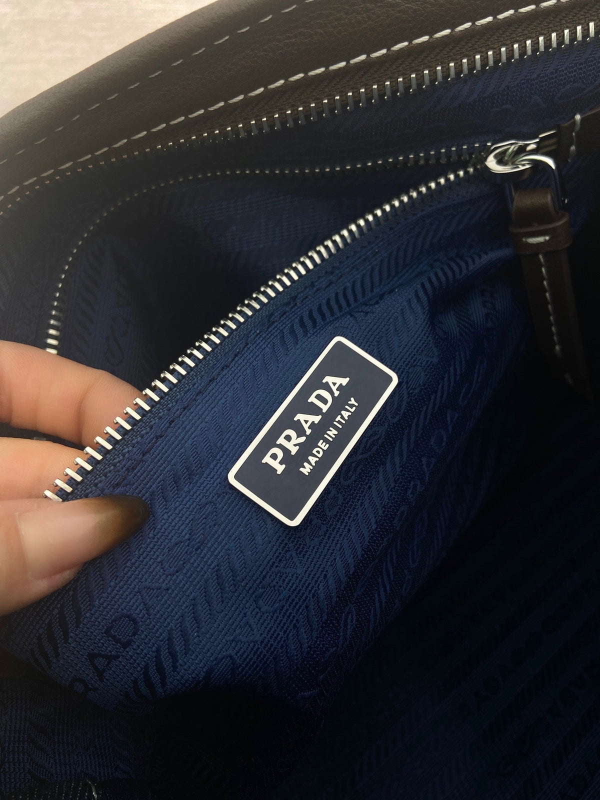 Prada 2026 Bonnie Bag 38cm Blue Brown Denim Leather 351797