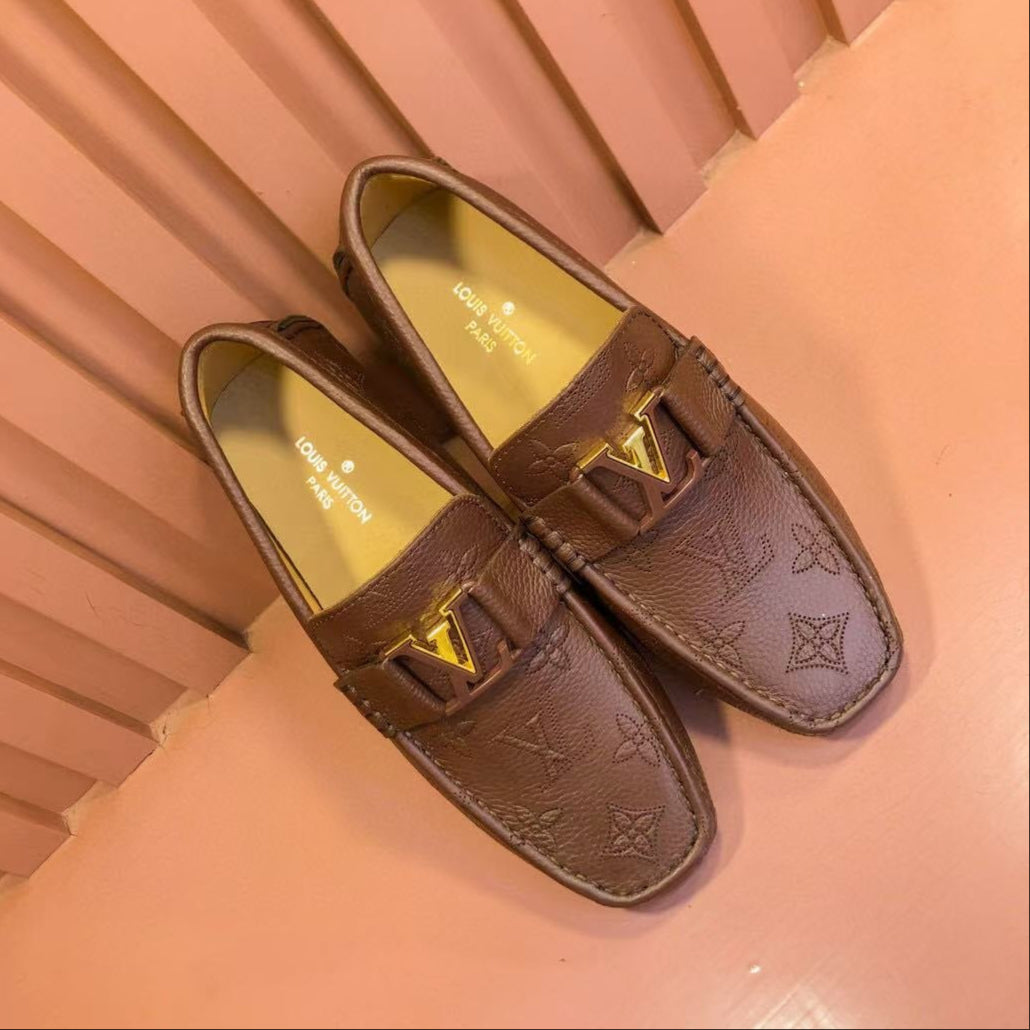 LV Moccasin Brown Monogram Cowhide