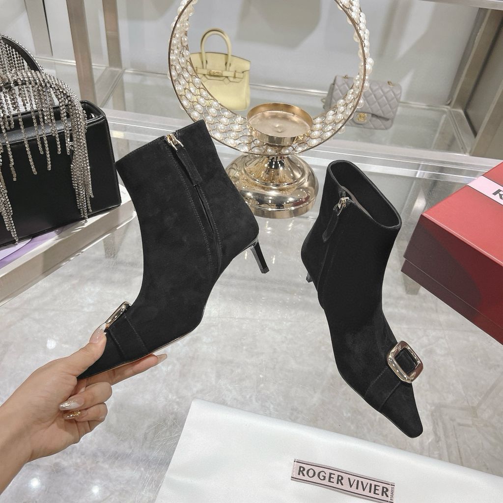 Roger Canard Ankle Boot Black Suede