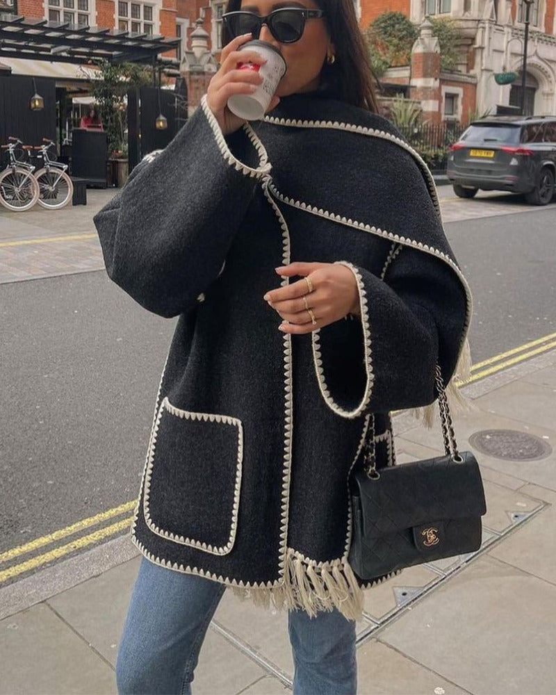 SUMA - Hepburn Style Woolen Cape Coat #MEJ8435