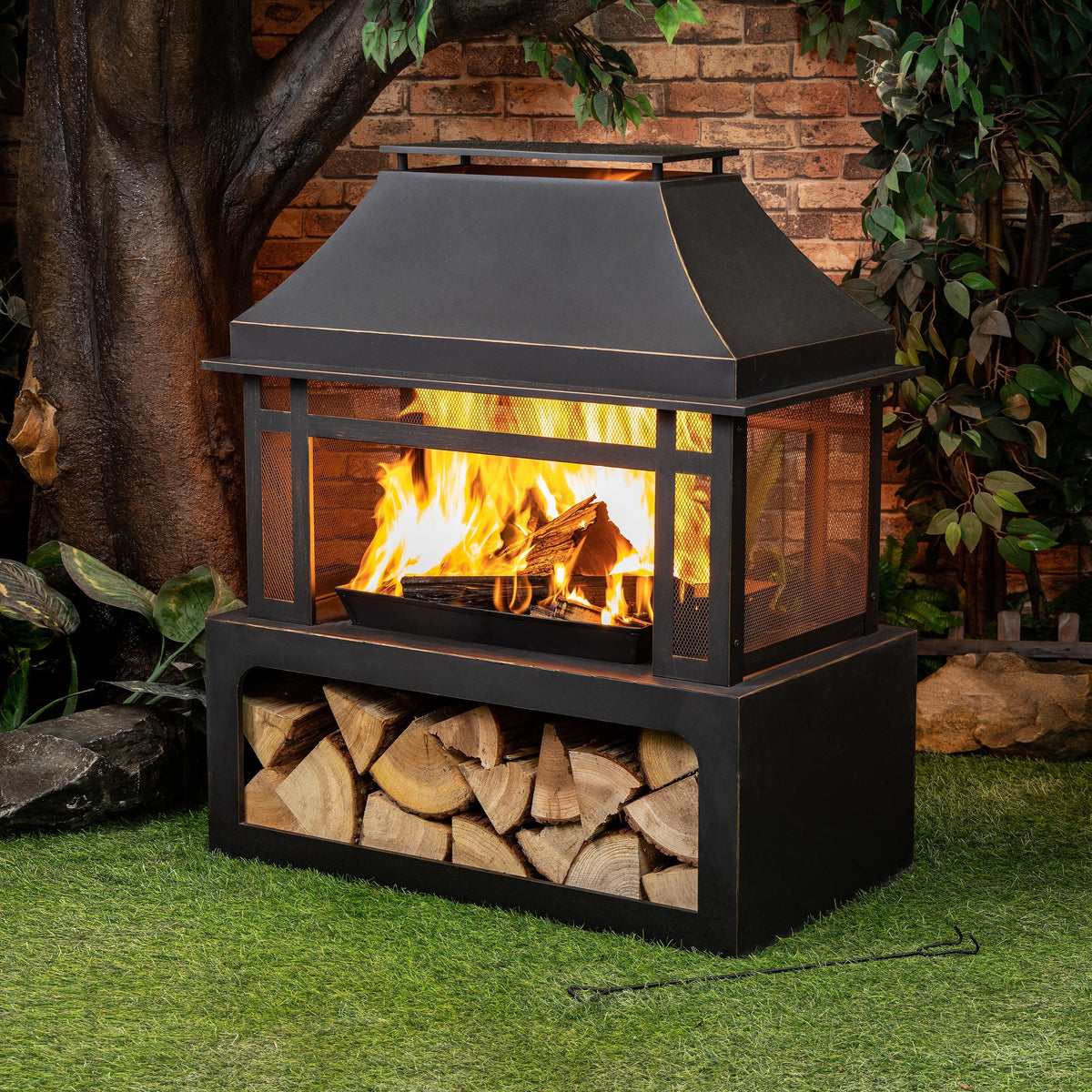DekoLiving COB10501 Metal Wood Burner Fireplace
