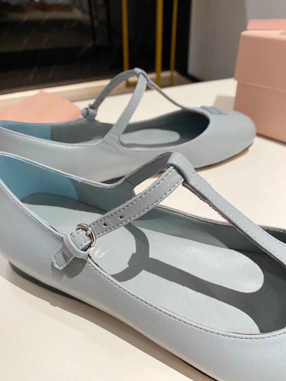 Miu ballerinas cloud blue calfskin