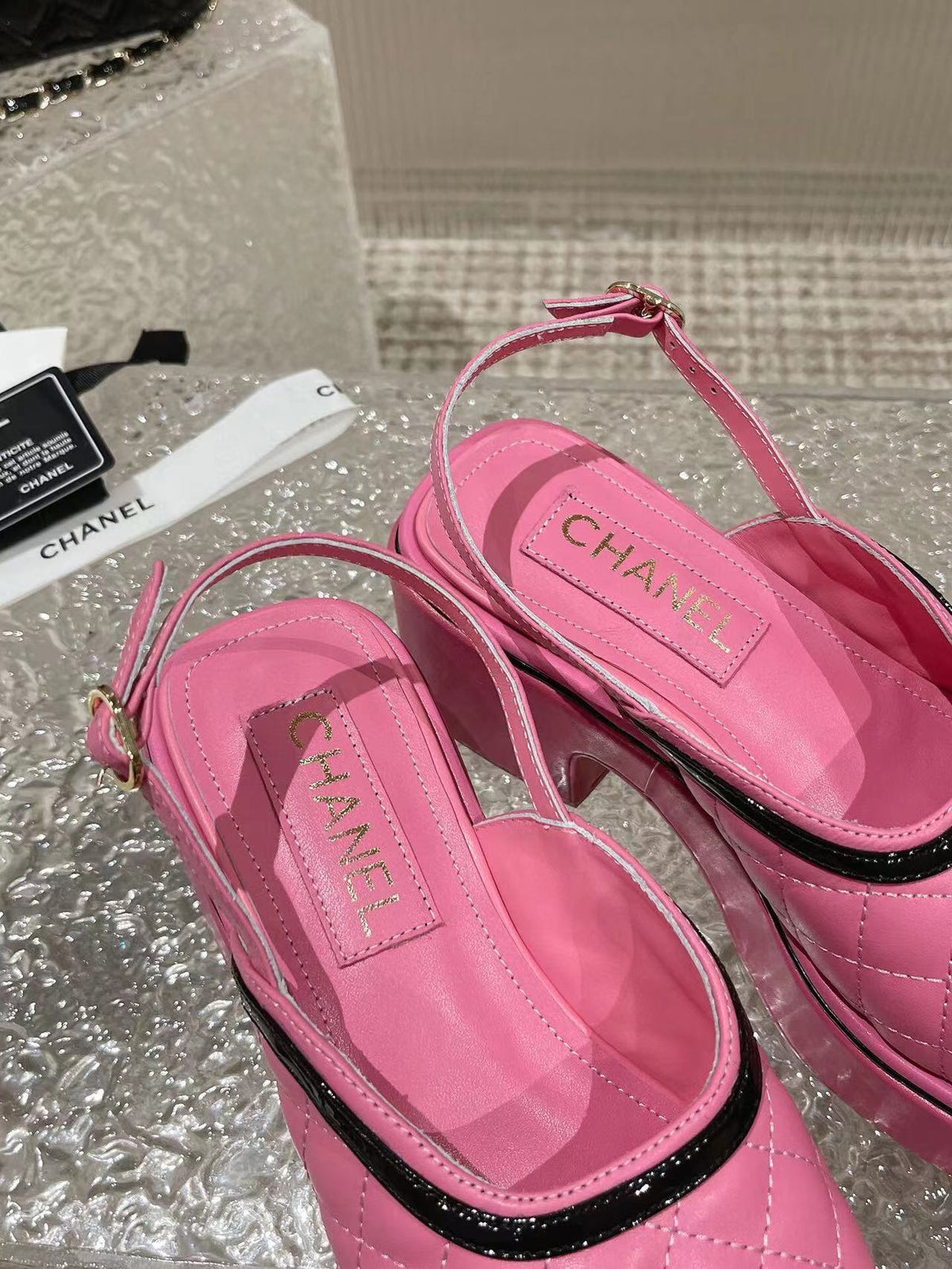 cc platform slingback sandal pink calfskin
