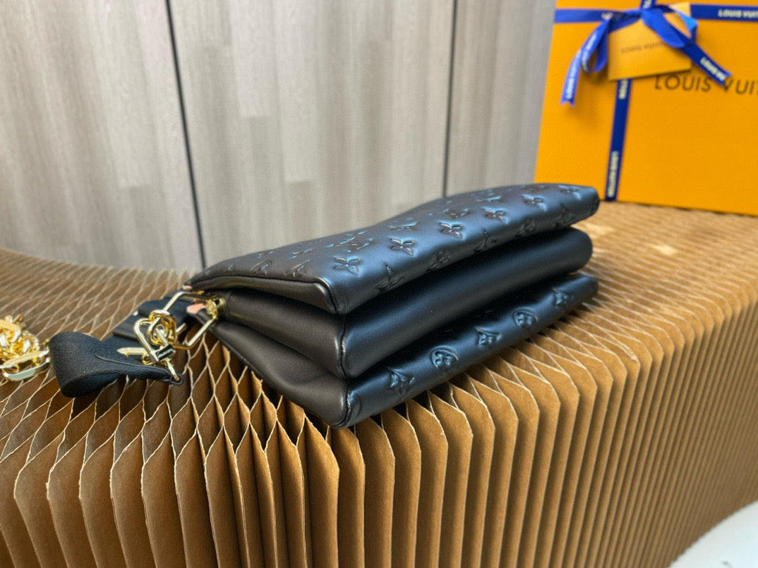 LV Coussin PM 26cm Black Monogram Empreinte Calfskin