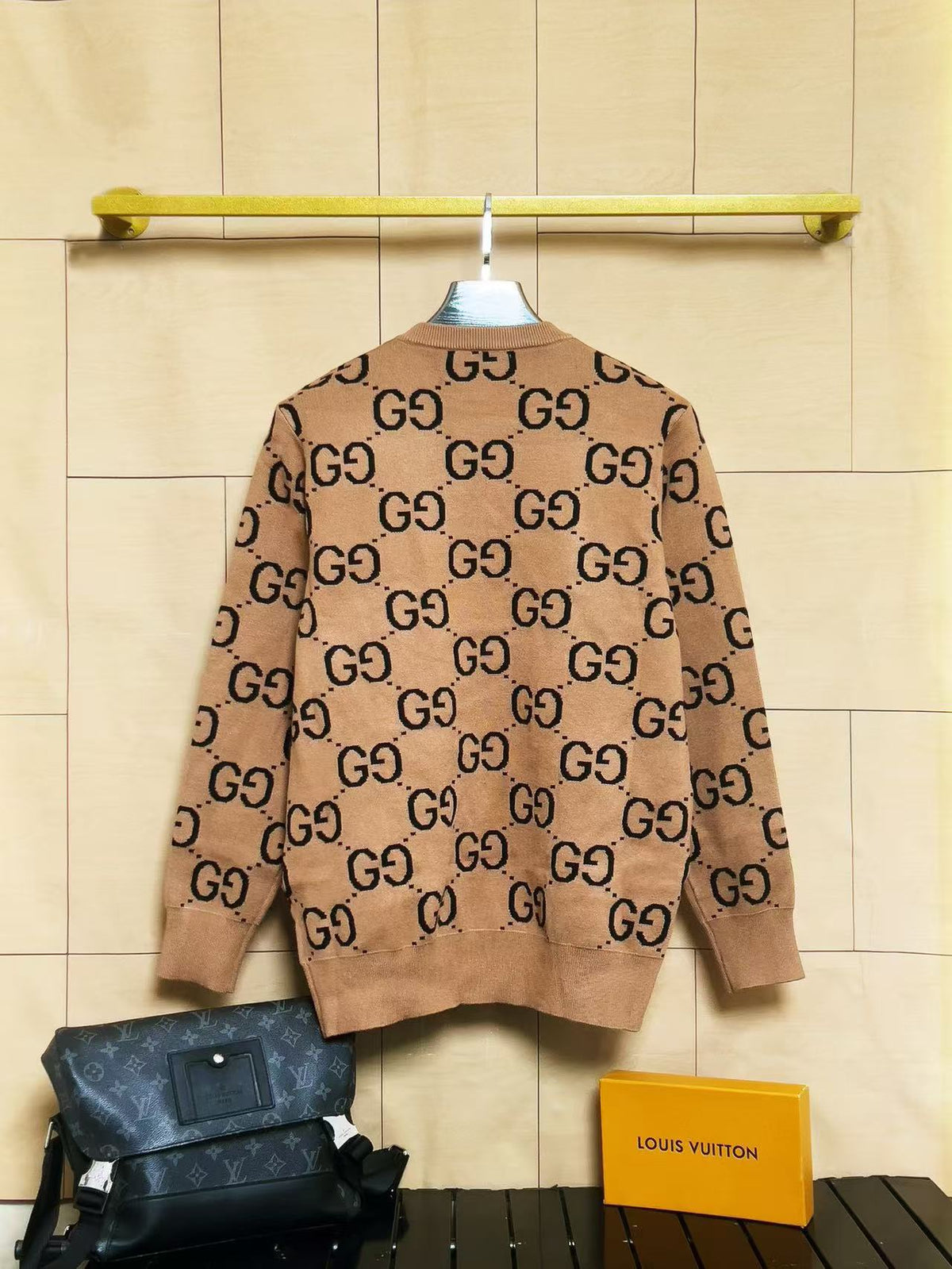 GG Camel/Wool Jumper Black Monogram