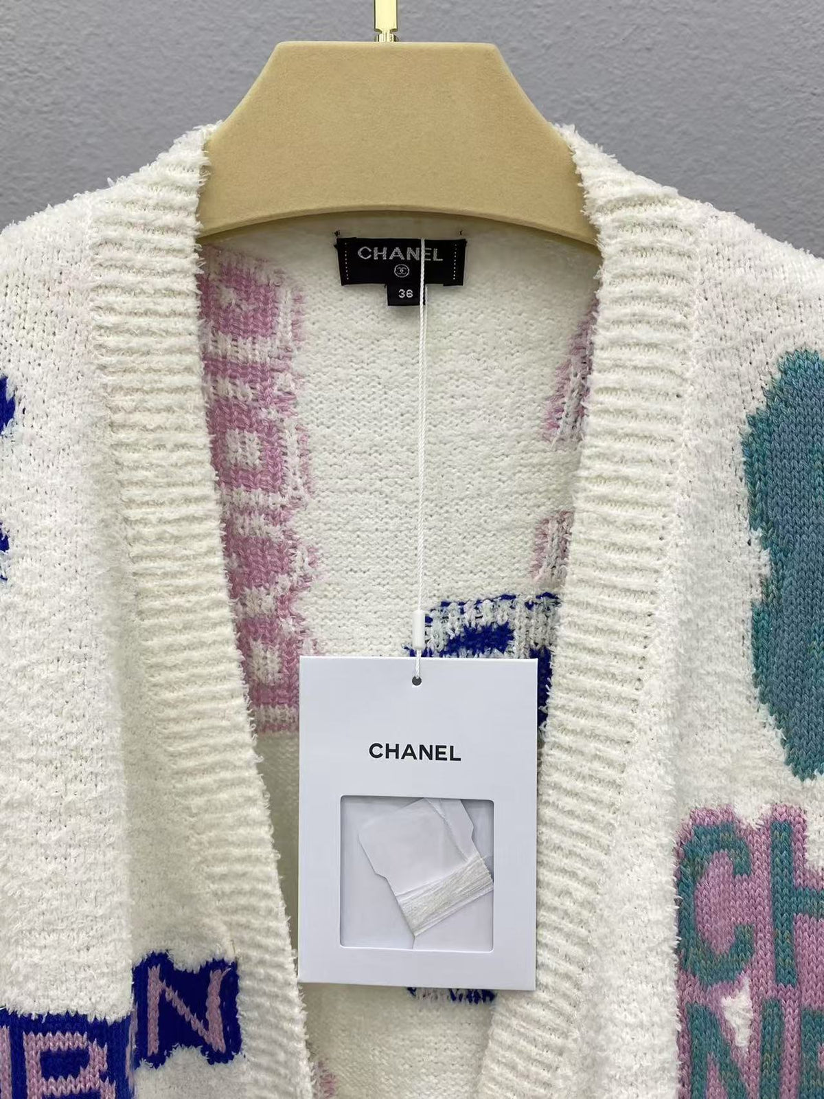 CC SS23 Cream Multicolor Logo Cardigan