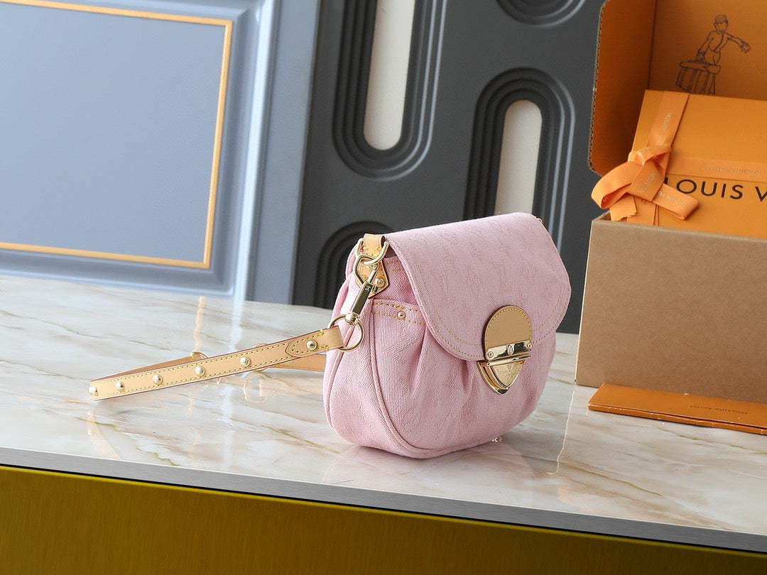 LV Sunset Bag 27cm Pink Monogram Denim Gold Hardware