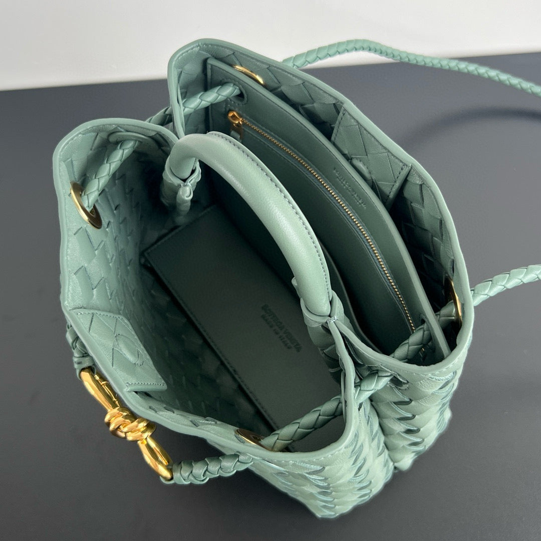 Bottega Veneta Andiamo Mint Green Natural Leather Gold Hardware