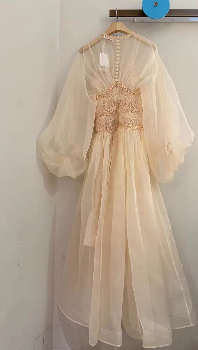 ZIMMERMANN Illuminate Macrame Tulle Silk Gown
