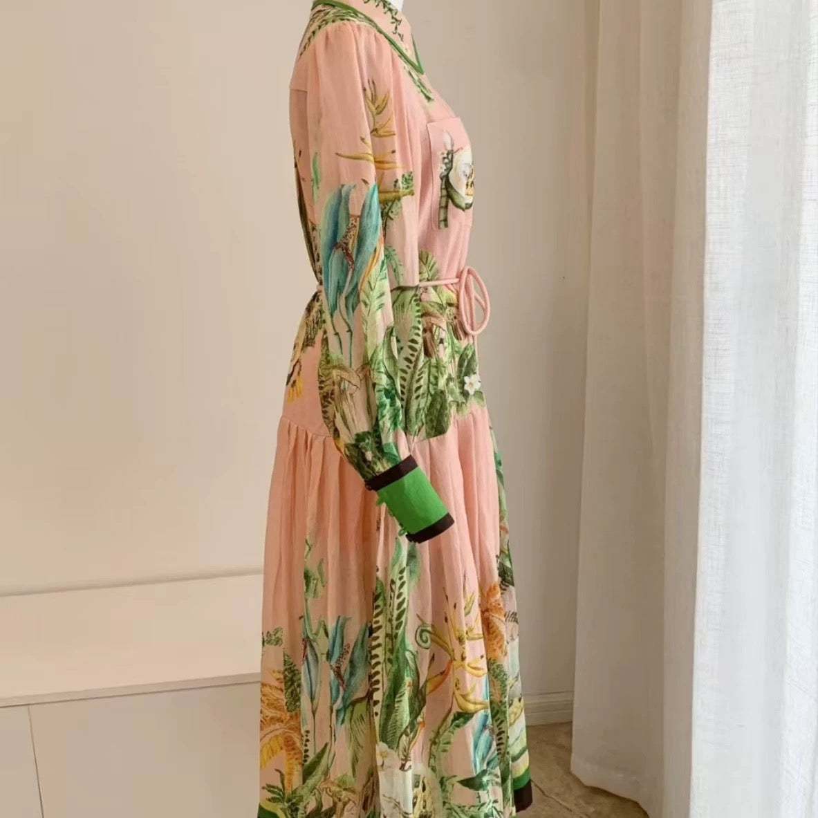 ALEMAIS Papaya Shirt Dress Pink Linen