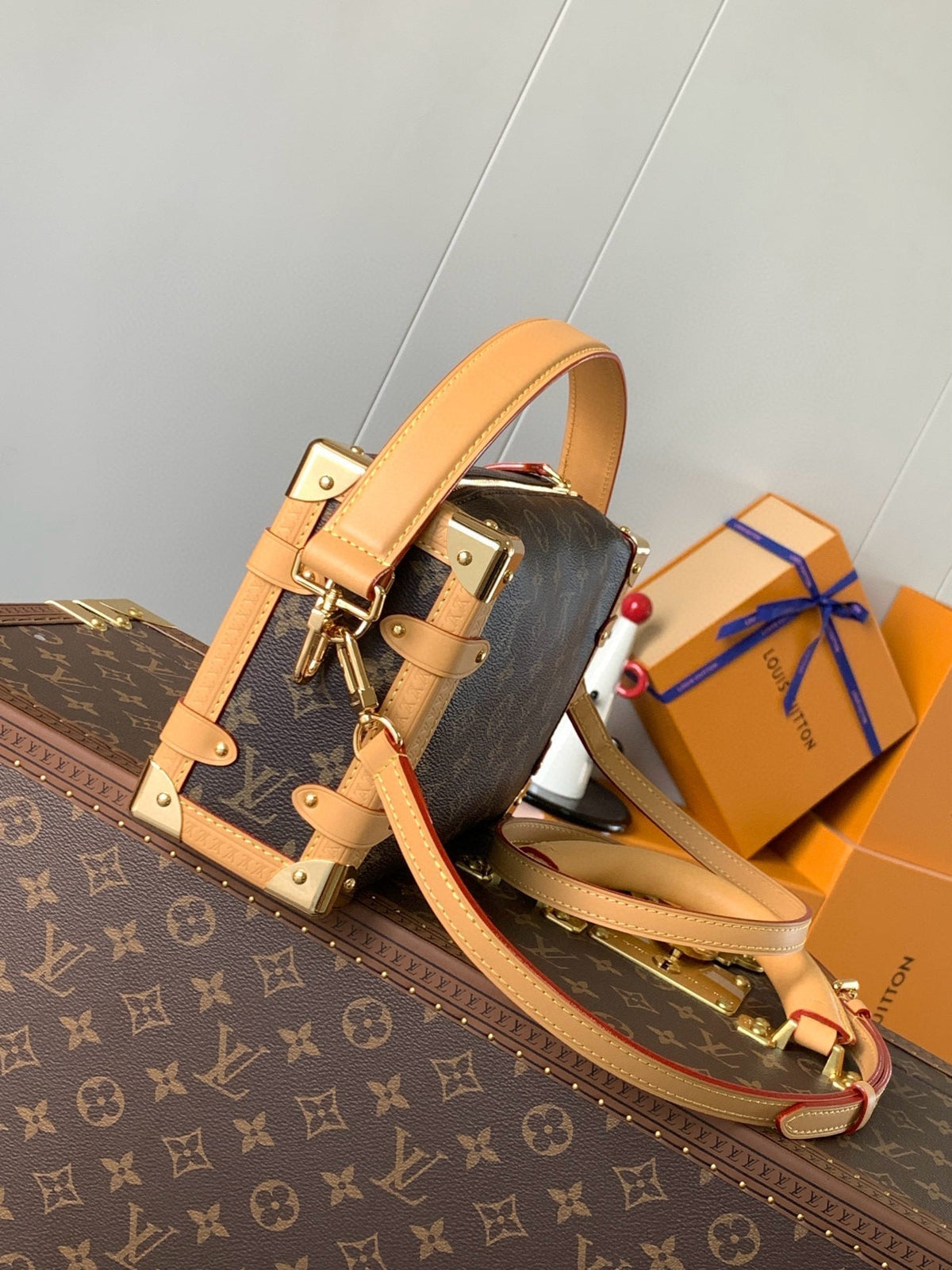LV Pico Side Trunk 21cm Brown Monogram Coated Canvas