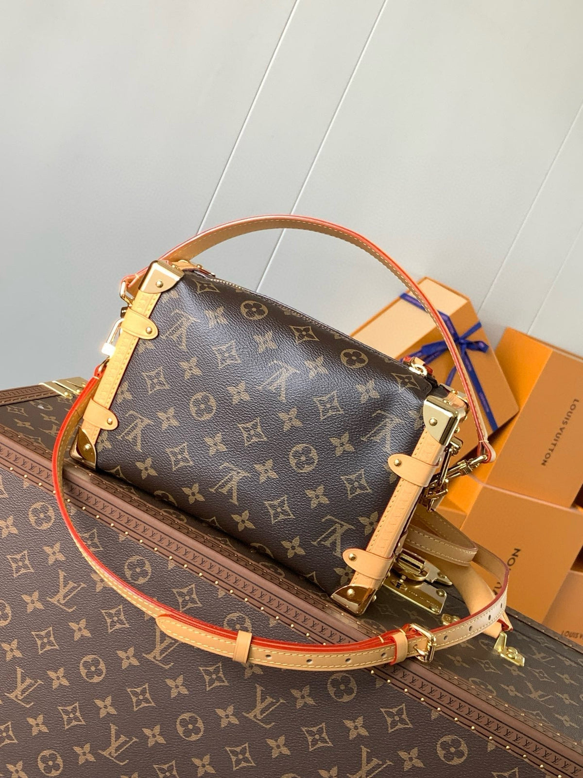 LV Pico Side Trunk 21cm Brown Monogram Coated Canvas