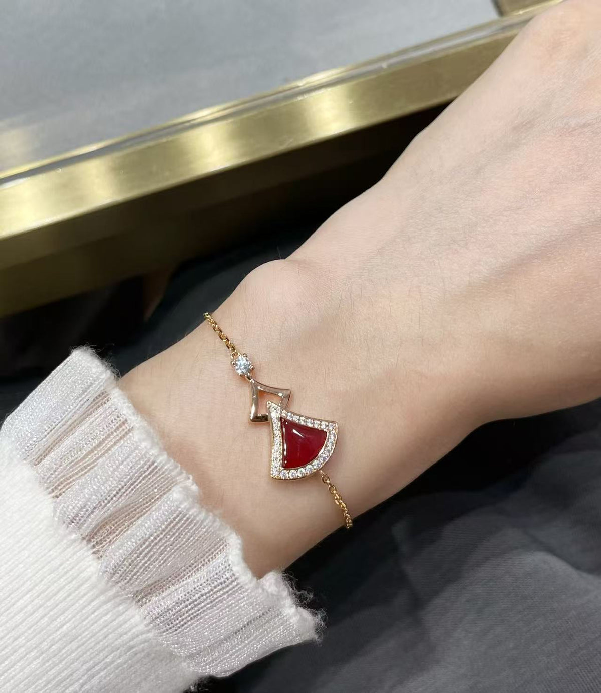 BVL  Rose Gold Divas Dream Diamond & Carnelian Bracelet