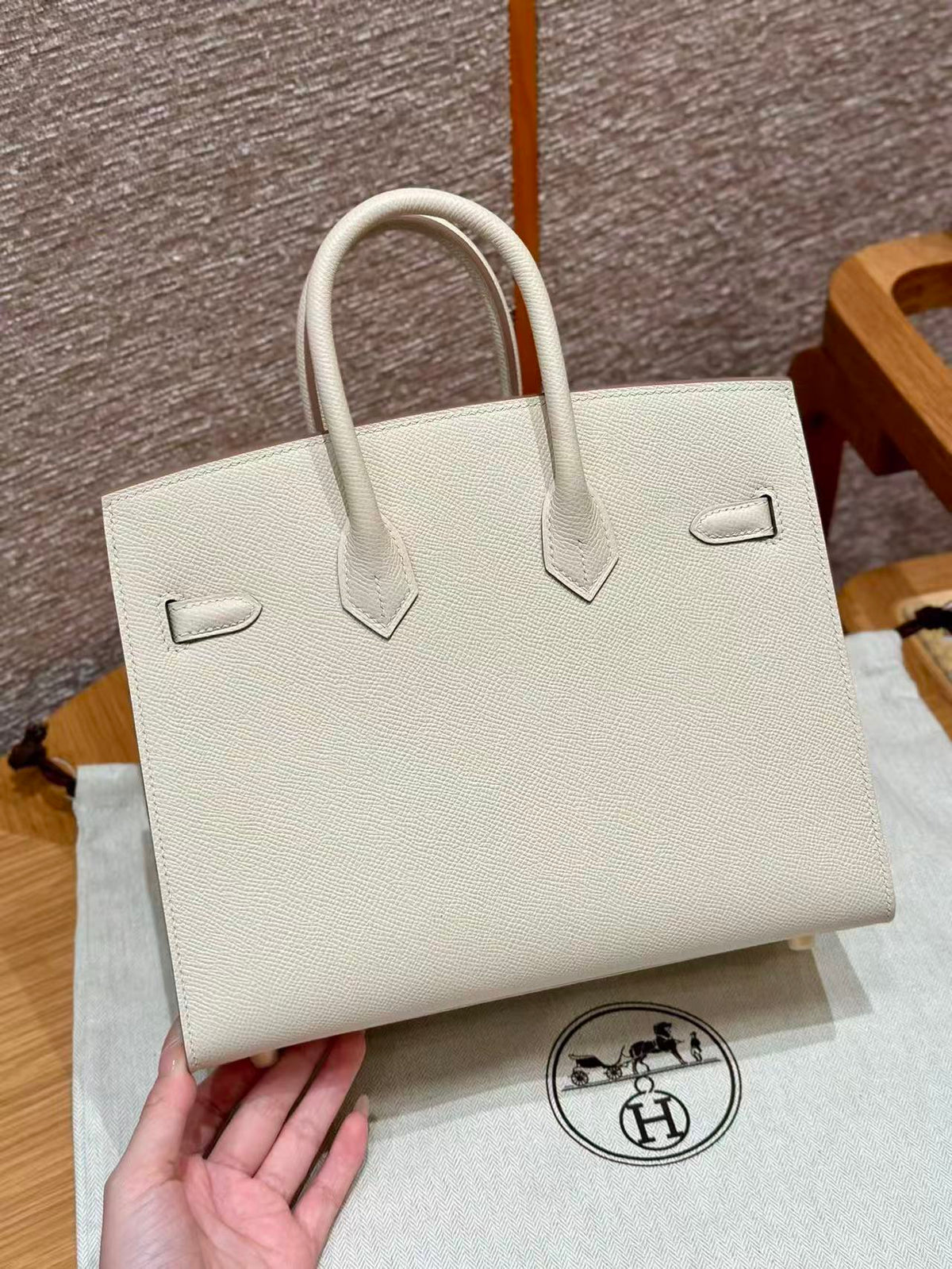 HM BIRKIN 25CM BAG WHITE GOLD HARDWARE EPSOM LEATHER