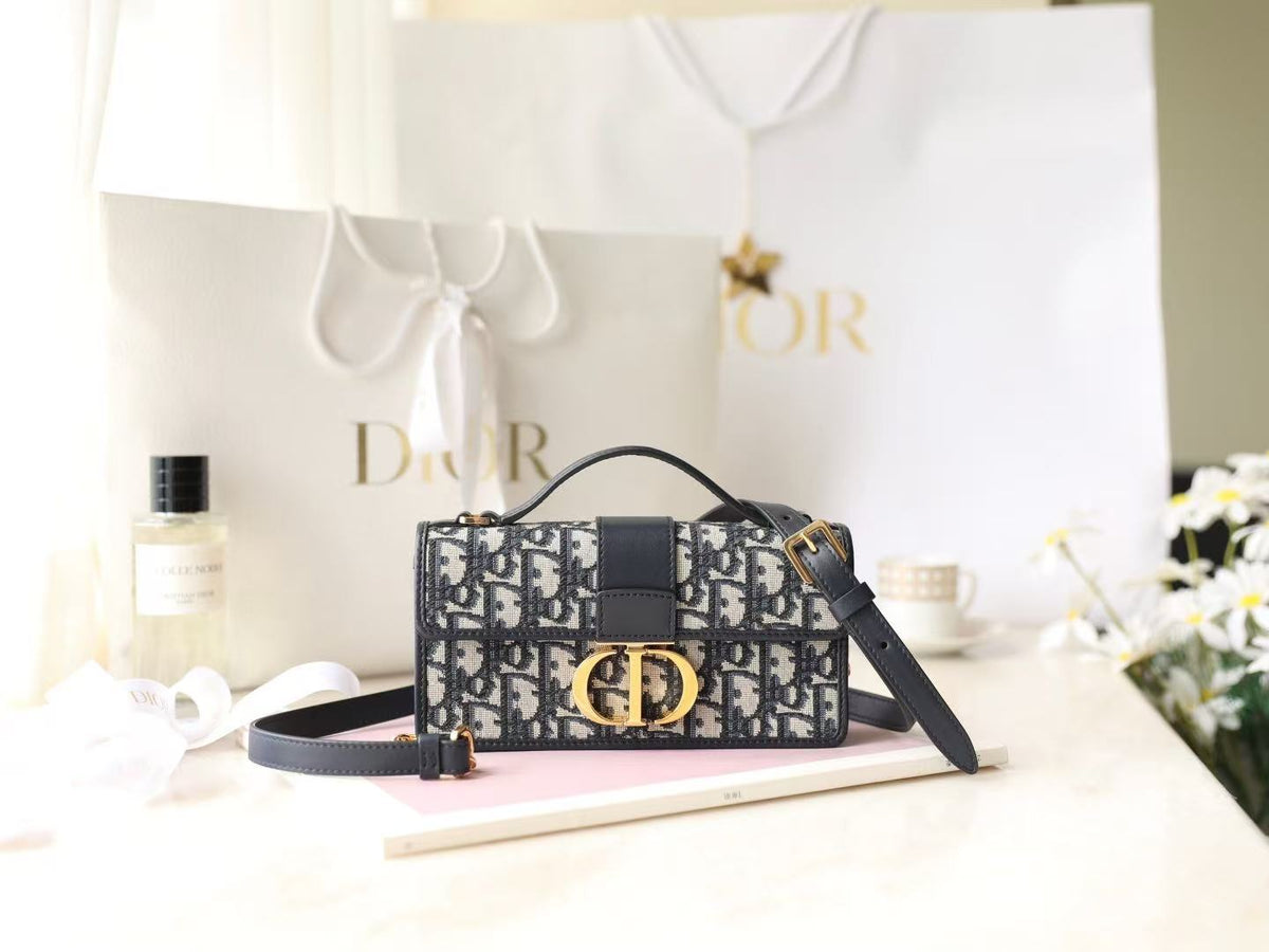 Dior Miss Montaigne Bag Black Canvas Calfskin