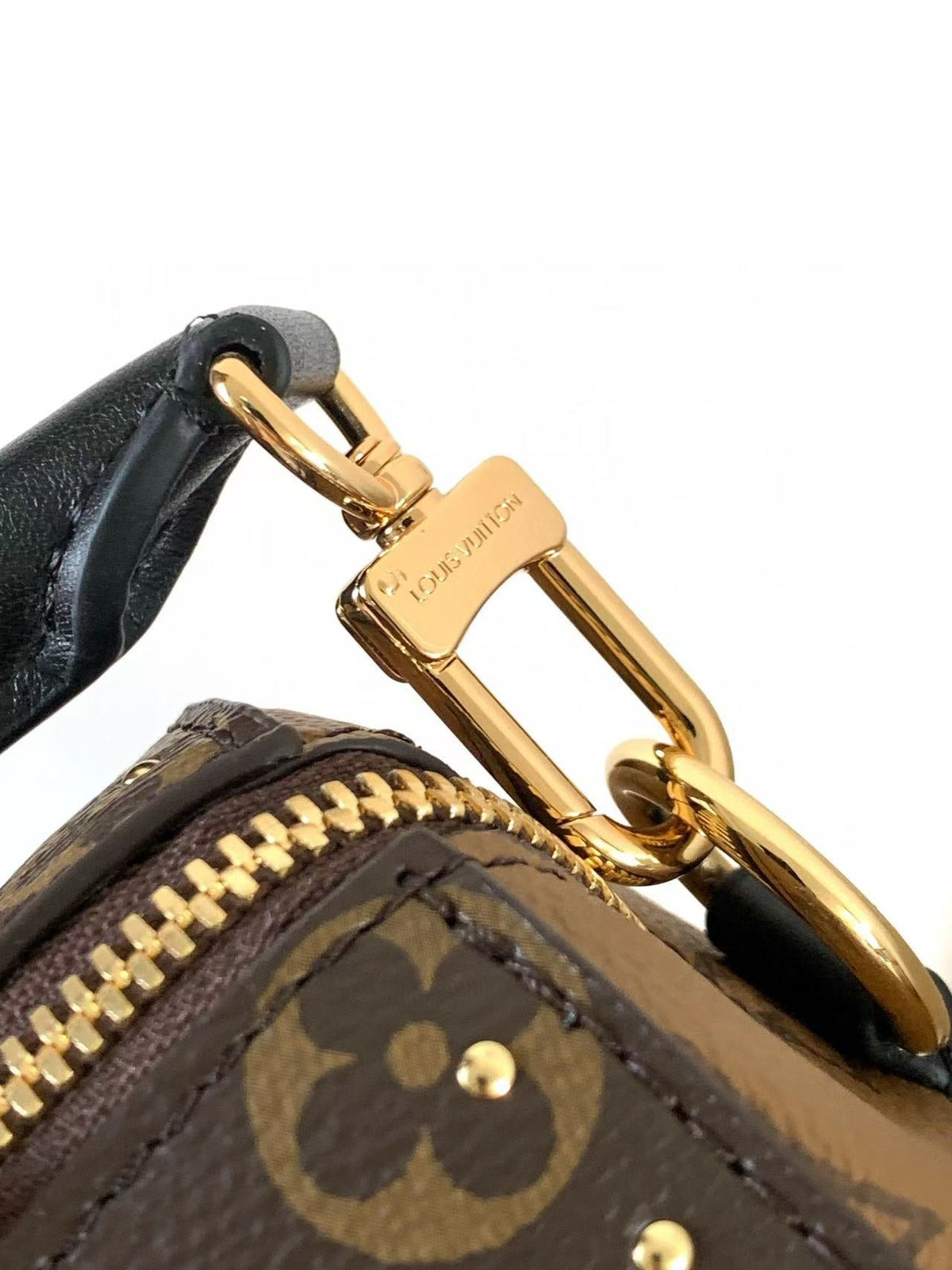 LV Speedy Trunk Bag Black Brown Cowhide Canvas