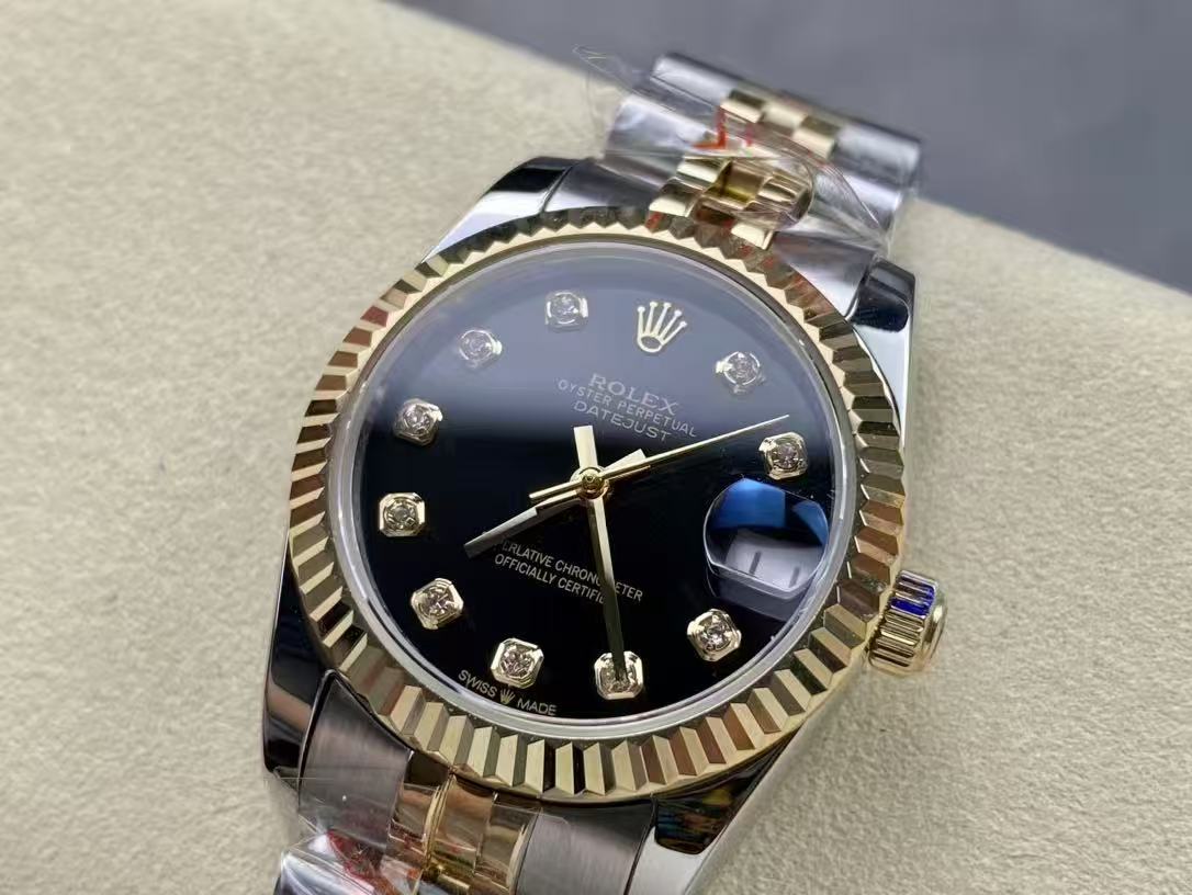 Rolex Datejust 31 2-Tone Jubilee Black Diamond Dial