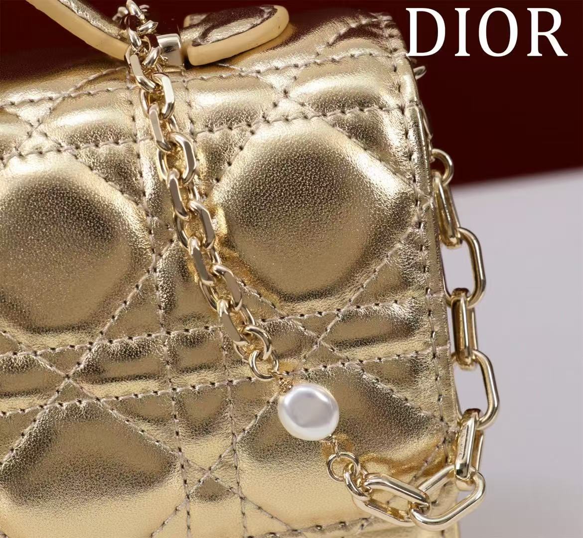 CD 25 Bag Gold Metalic Lambskin