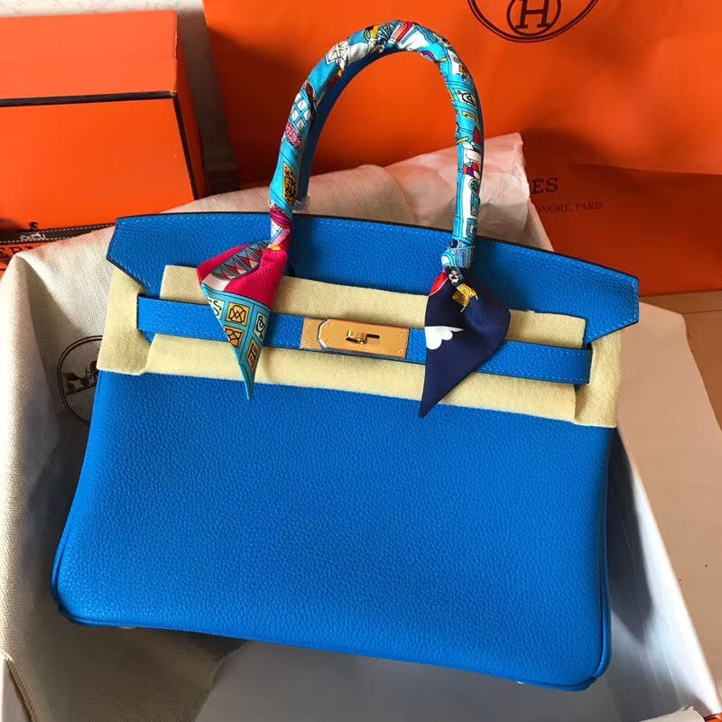 Hermes 2025 Birkin Bag  Blue Leather