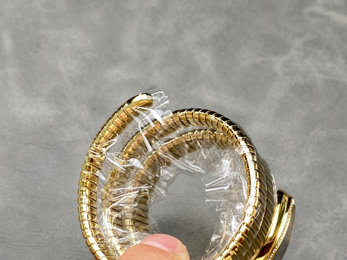 Bvlgari Serpenti Tubogas 35mm Diamond Gold Double Spiral Black Dial Watch