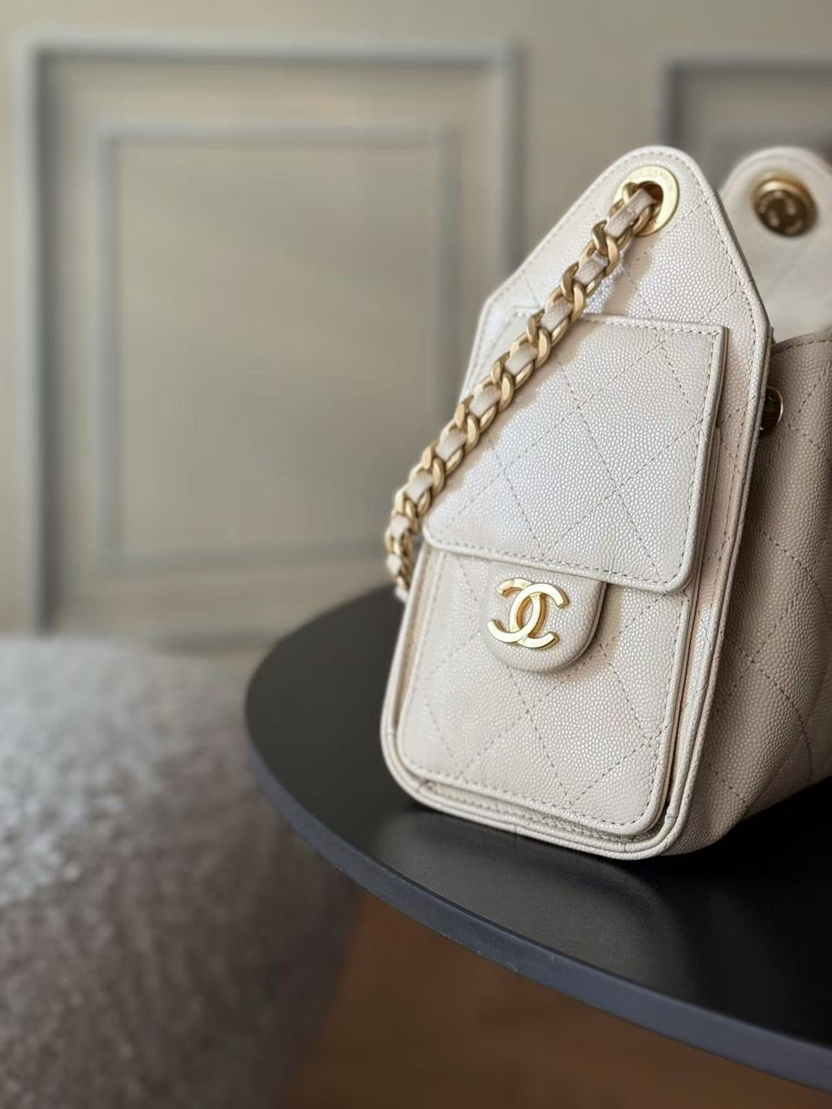 Chanel 2026 Hobo Bag 22cm Nude Calfskin