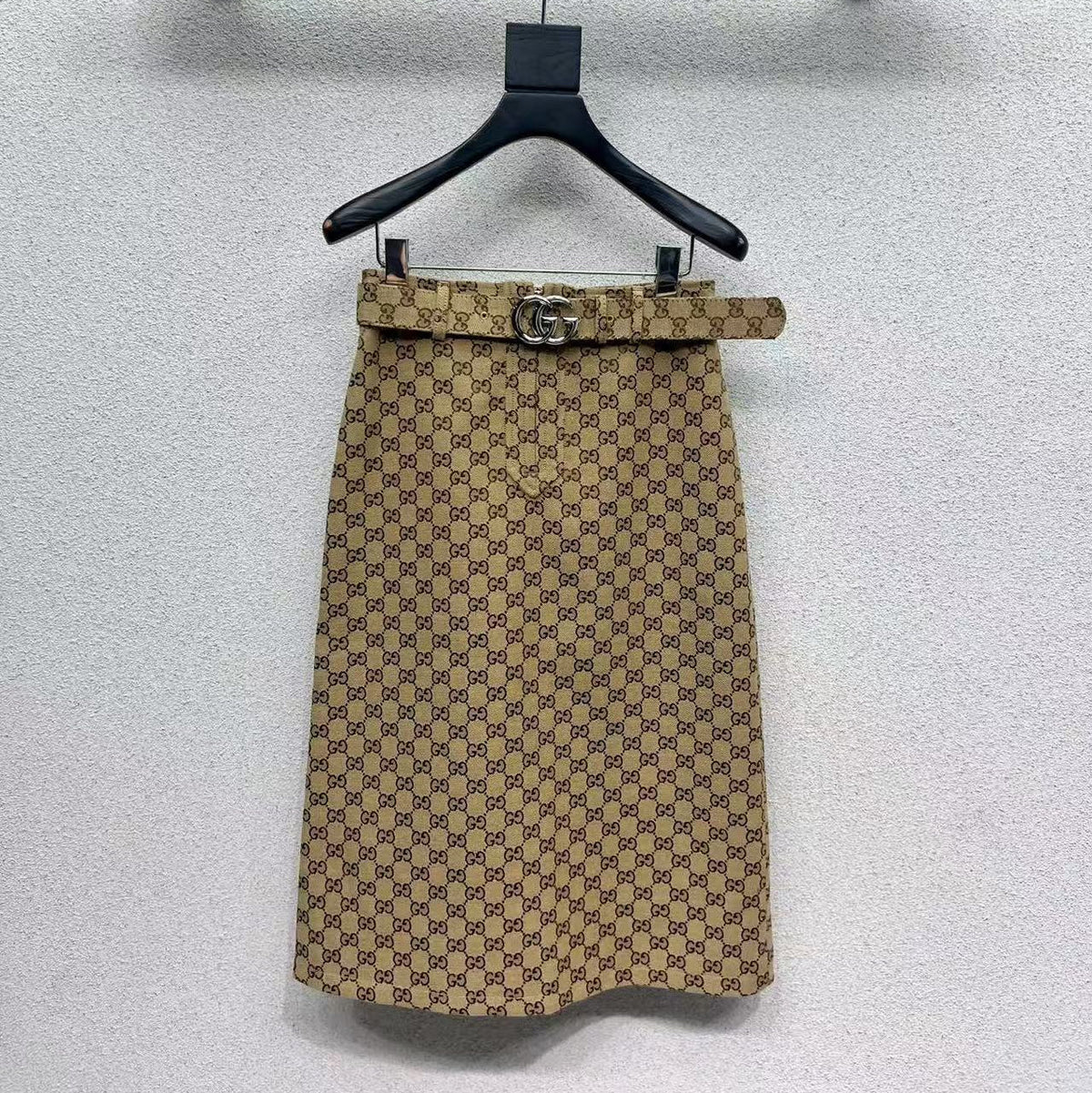 Gucci 2026 Long Skirt Camel Dark Brown Cotton Polyester