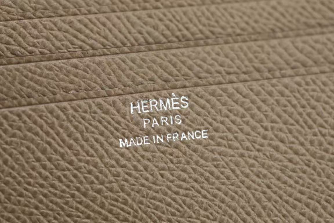 Hermes 2026 Bearn Compact Wallet Etoupe Epsom Leather