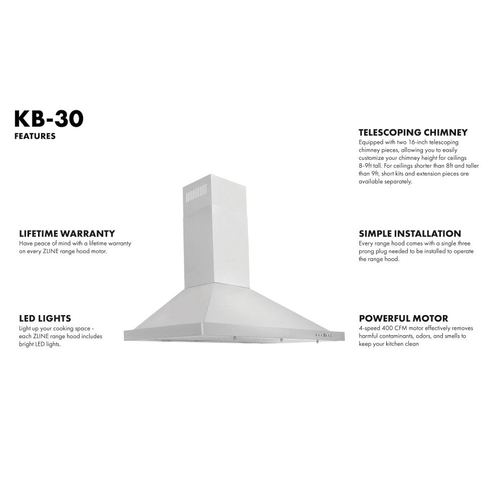 ZLINE Convertible Vent Wall Mount Range Hood in Stainless Steel (KB)