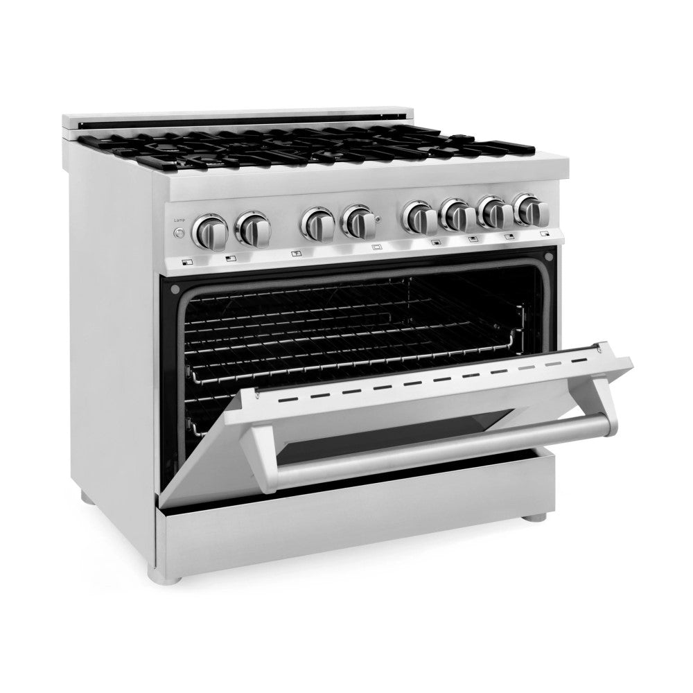 ZLINE 36" Dual Fuel Range with Gas Stove and Electric Oven in Stainless Steel with Color Door Options (RA36)