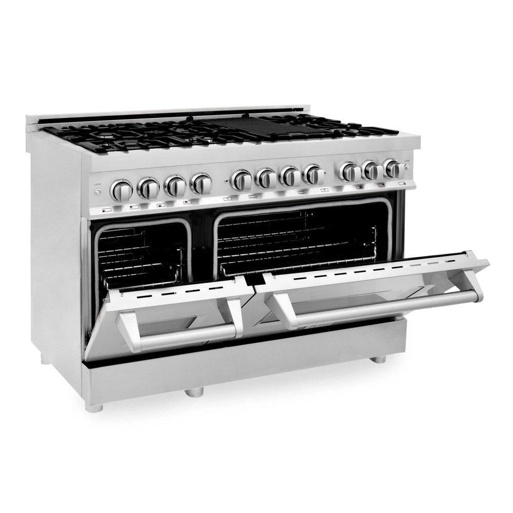 ZLINE 48" Professional Dual Fuel Range in Stainless Steel with Color Door Options (RA48)